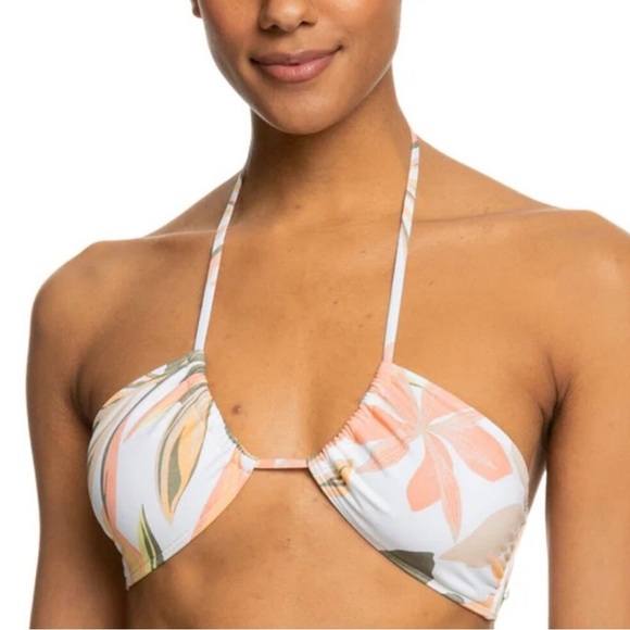 Roxy Printed Beach Classics Triangle Bikini Top White Subtly Salty Flat XL - Picture 1 of 7